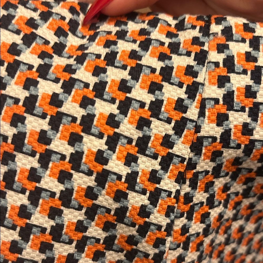 Zara High Waist Printed Shorts in White, Black & Orange - Picture 4 of 7